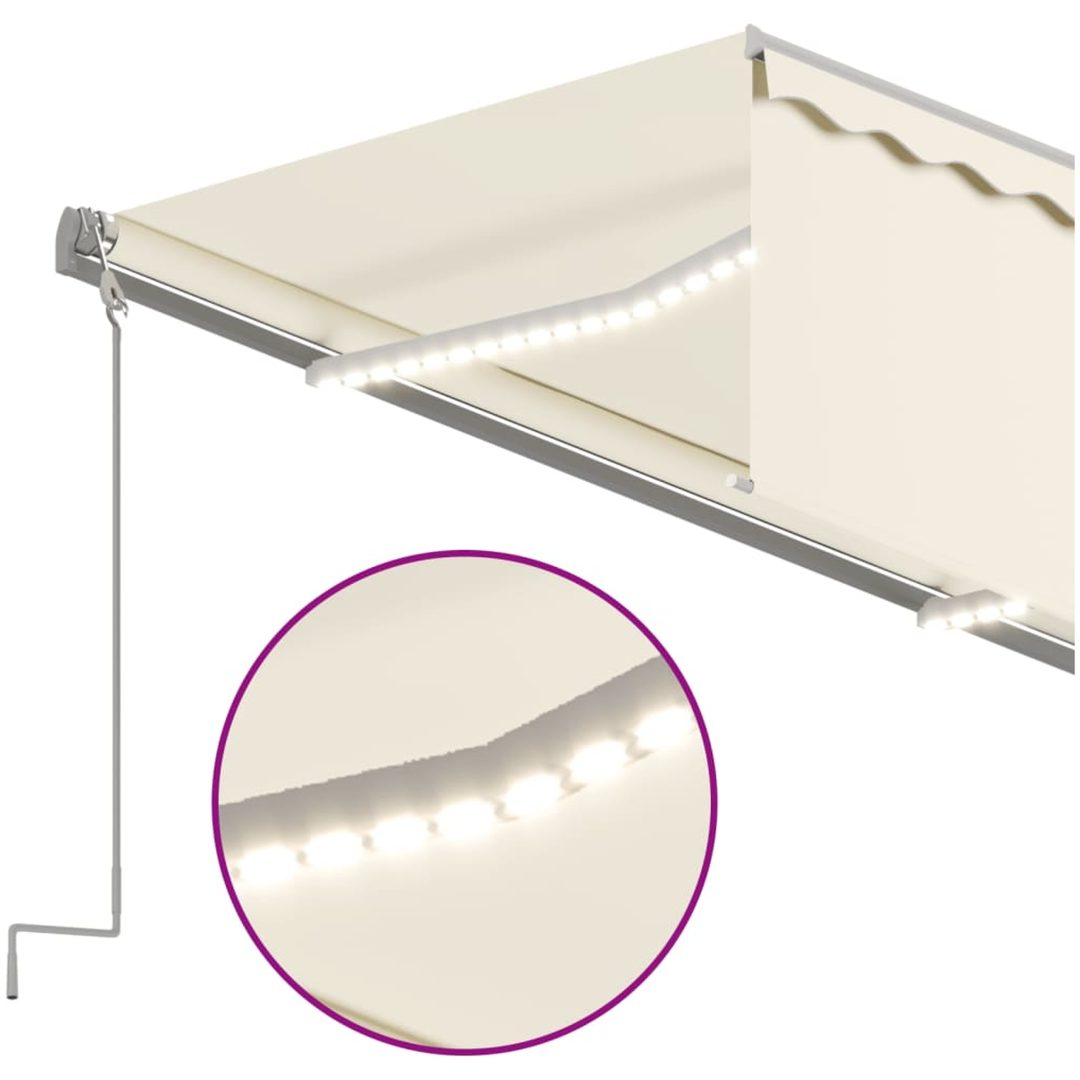 Automatisk markis vindsensor rullgardin LED gräddvit vidaXL 3.5 x 2.5 m – bild 5