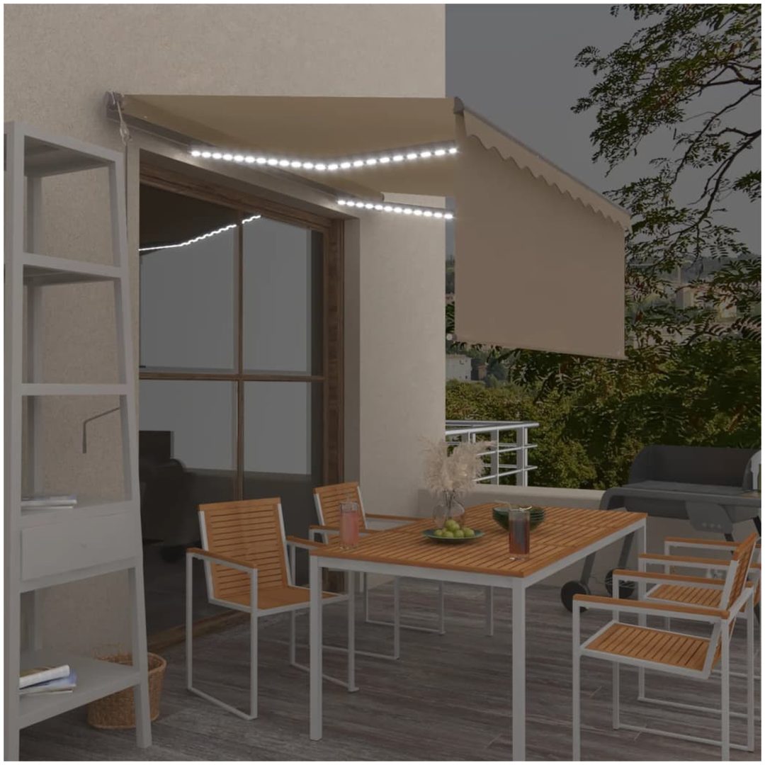 Automatisk markis vindsensor rullgardin LED gräddvit vidaXL 3.5 x 2.5 m