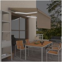 Automatisk markis vindsensor rullgardin LED gräddvit vidaXL