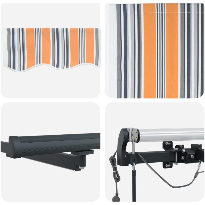 Automatisk Retraktabel Markis med LED Flerfärgad Stripe vidaXL 300 x 250 cm – bild 8