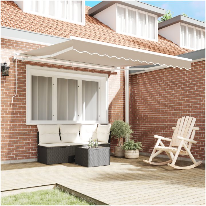Automatisk Utdragbar Markis Beige 300x250 cm, Markis Ersättningstyg för 3x2,5 m Ram Beige vidaXL 3 x 2,5 meter – bild 3