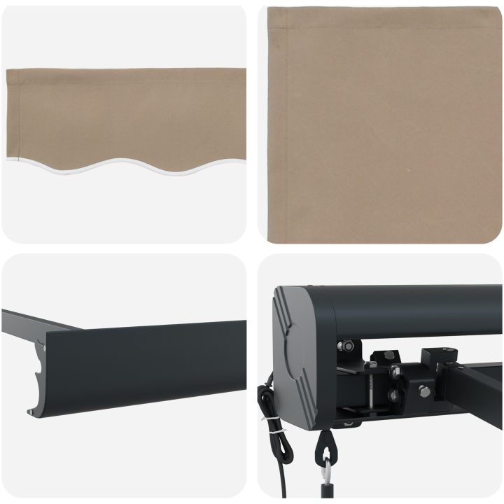 Automatisk utdragbar markis beige, Markis ersättningstyg för ram beige vidaXL 300 x 250 cm – bild 8