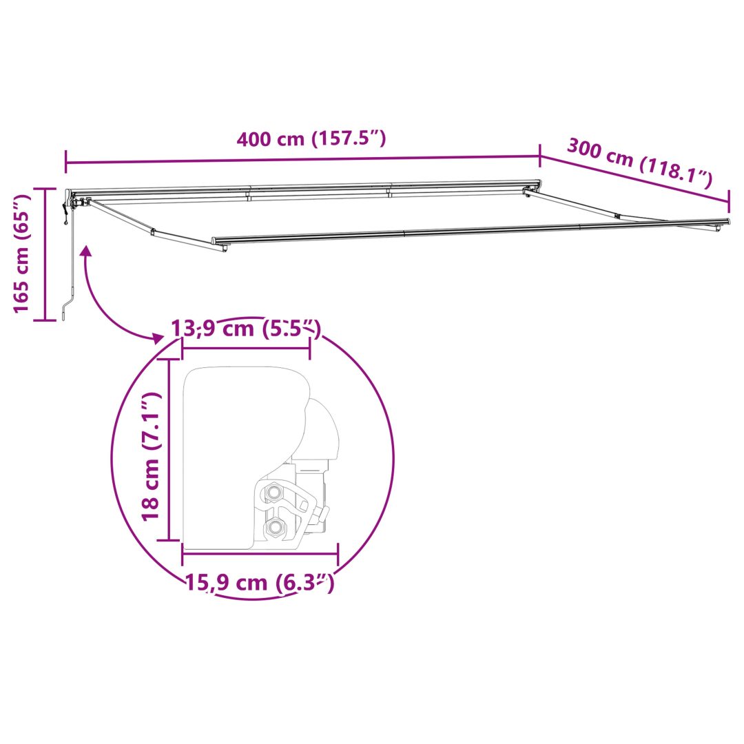 Automatisk utdragbar markis brun vidaXL 4 x 3 m – bild 12