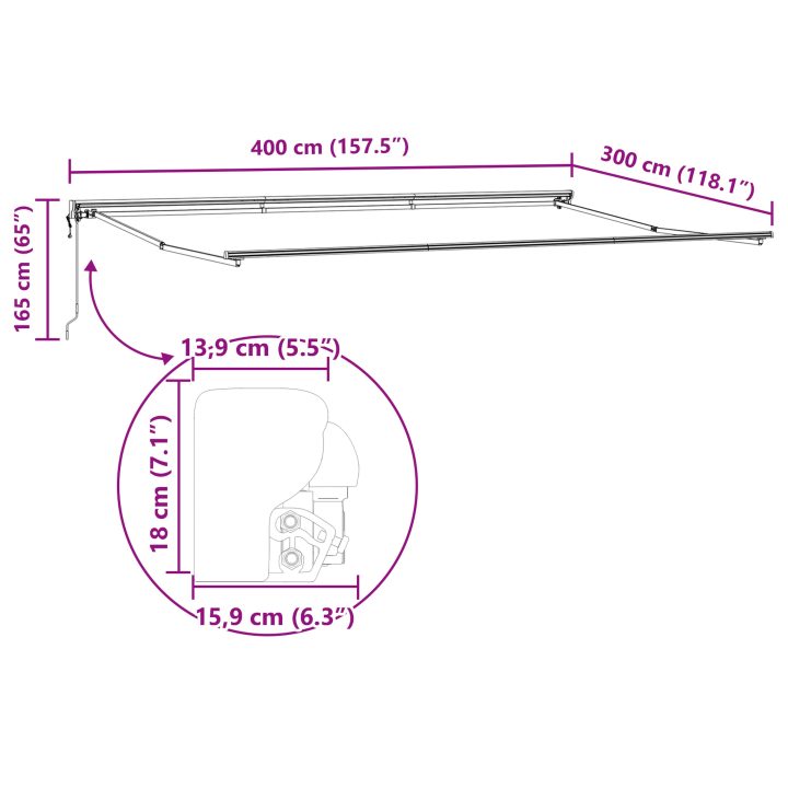 Automatisk utdragbar markis brun vidaXL 4 x 3 m – bild 12
