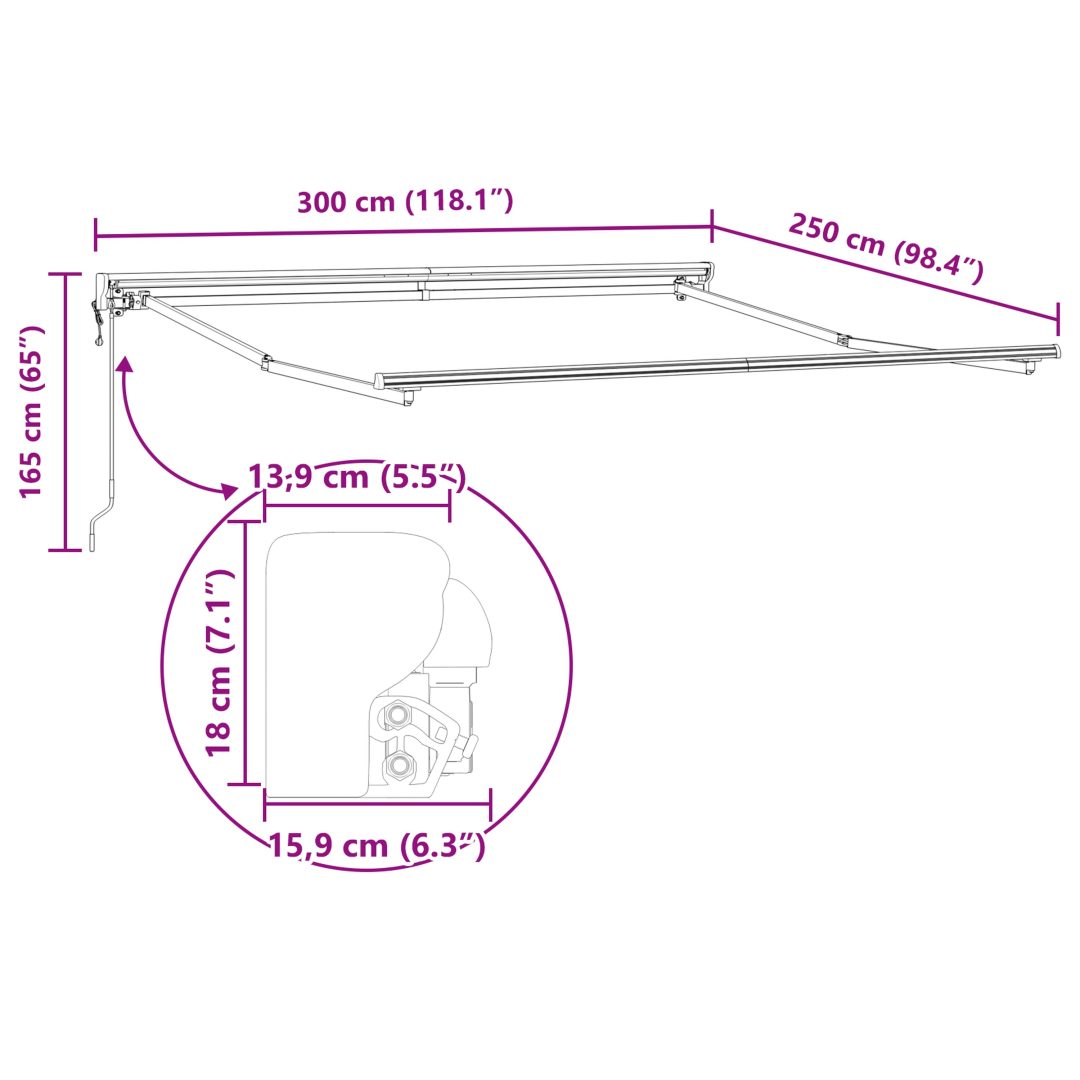 Automatisk Utdragbar Markis Gul och Orange vidaXL 3 x 2.5 m – bild 12