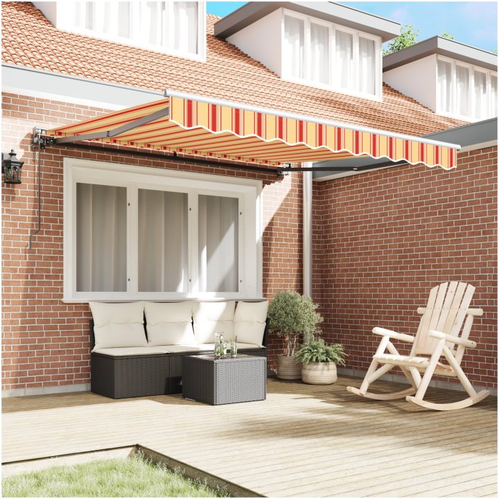 Automatisk Utdragbar Markis Gul och Orange vidaXL 3 x 2.5 m – bild 3