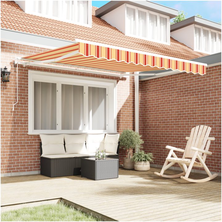 Automatisk Utdragbar Markis i Gult och Orange 300x250 cm vidaXL 3 x 2,5 m – bild 3