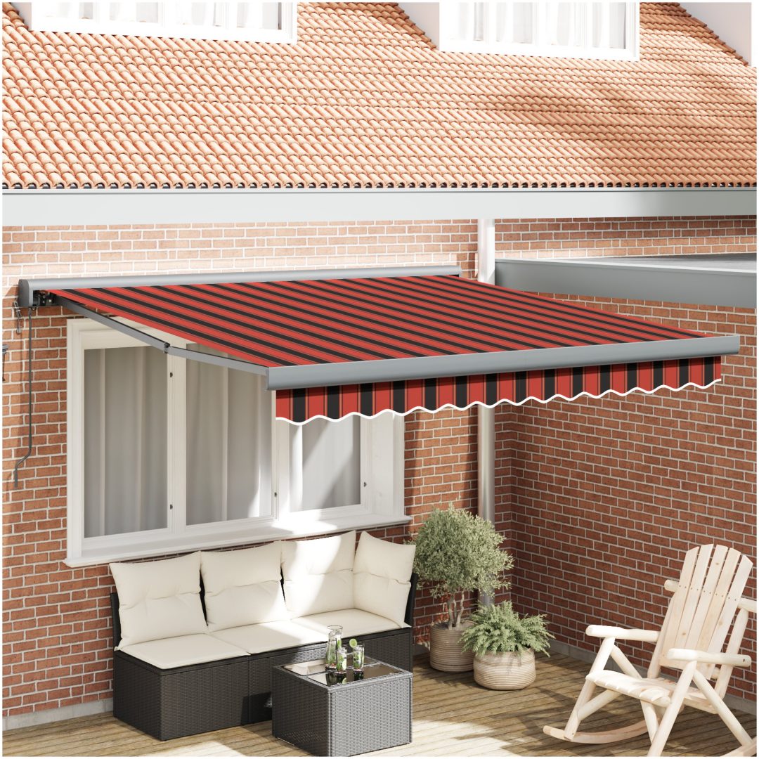 Automatisk utdragbar markis i orange och brun, vidaXL 300 x 250 cm