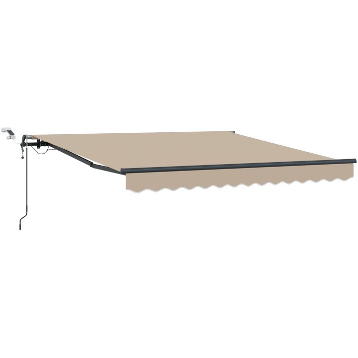 Automatisk Utdragbar Markis med LED Beige, Markis Ersättningstyg för Ram Beige vidaXL 300 x 250 cm – bild 2