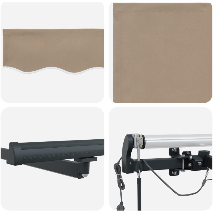 Automatisk Utdragbar Markis med LED Beige, Markis Ersättningstyg för Ram Beige vidaXL 300 x 250 cm – bild 8