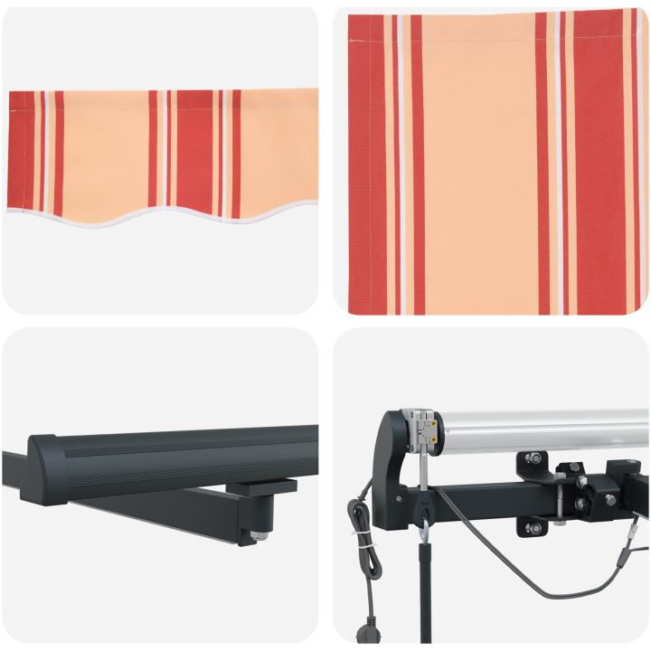 Automatisk utdragbar markis med LED i gult och orange vidaXL 300 x 250 cm – bild 8