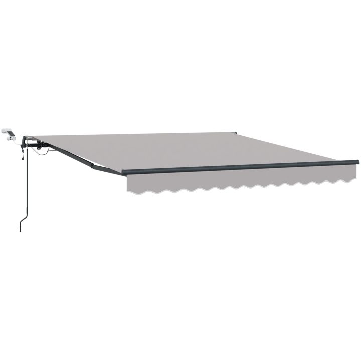 Automatisk Utdragbar Markis med LED Ljusgrå, Markis Ersättningstyg för Ram Ljusgrå vidaXL 300 x 250 cm – bild 2