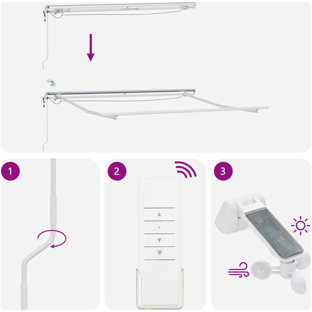 Automatisk utdragbar markis med LED multicolor rand vidaXL 300 x 250 cm – bild 11