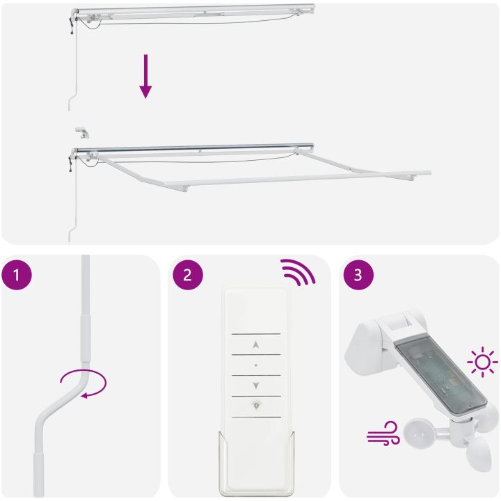Automatisk utdragbar markis med LED multicolor rand vidaXL 300 x 250 cm – bild 11