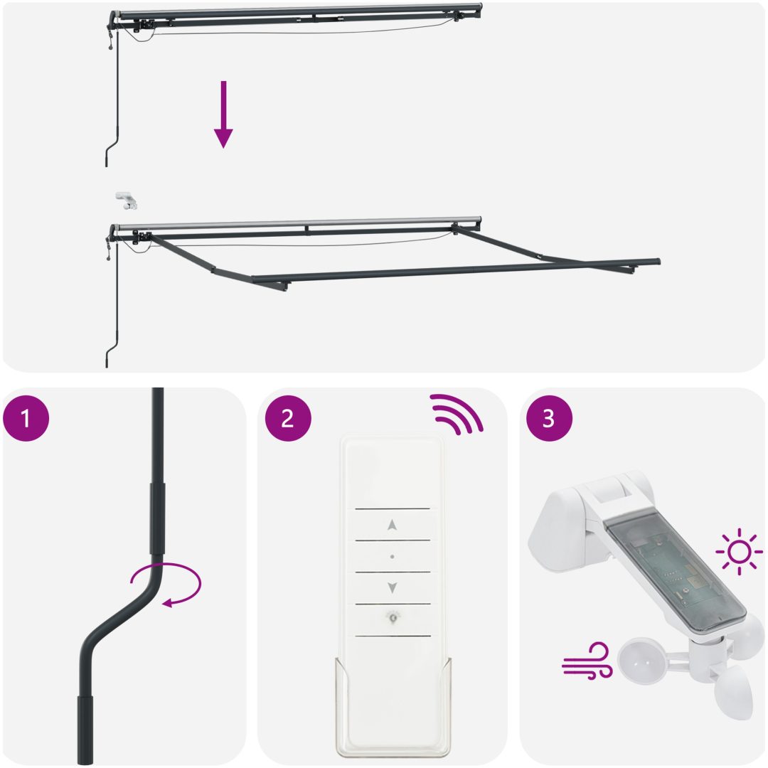 Automatisk Utdragbar Markis med LED Randig vidaXL 300 x 250 cm – bild 11