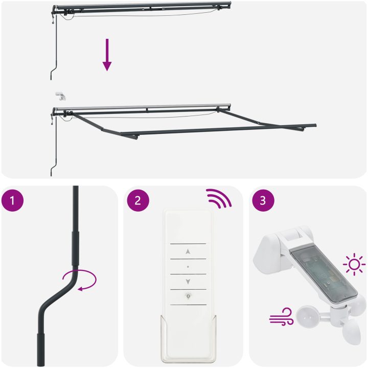 Automatisk Utdragbar Markis med LED Randig vidaXL 300 x 250 cm – bild 11