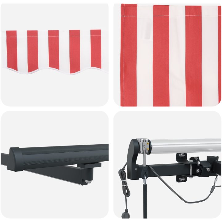 Automatisk utdragbar markis med LED röd och vit vidaXL 300 x 250 cm – bild 8