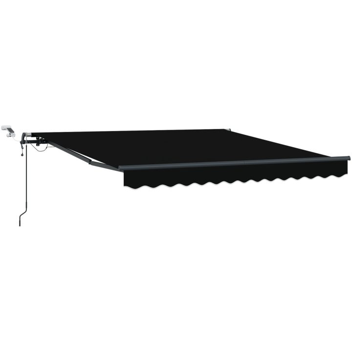 Automatisk Utdragbar Markis med LED Svart, Markis Ersättningstyg för Ram Svart vidaXL 300 x 250 cm – bild 2