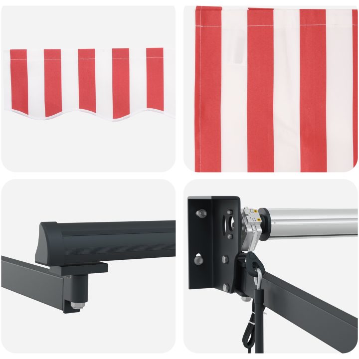 Automatisk Utdragbar Markis Röd och Vit Rand 300x250 cm vidaXL Stor – bild 8