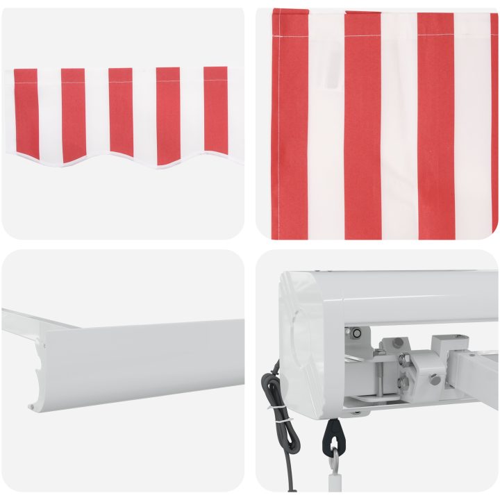 Automatisk Utdragbar Markis Röd och Vit Rand vidaXL 300 x 250 cm – bild 8