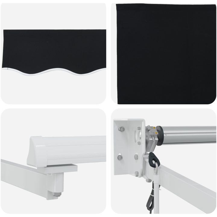 Automatisk Utdragbar Markis Svart 300x250 cm, Markis Ersättningsmaterial för 3x2,5 m Ram Svart vidaXL Stor – bild 8