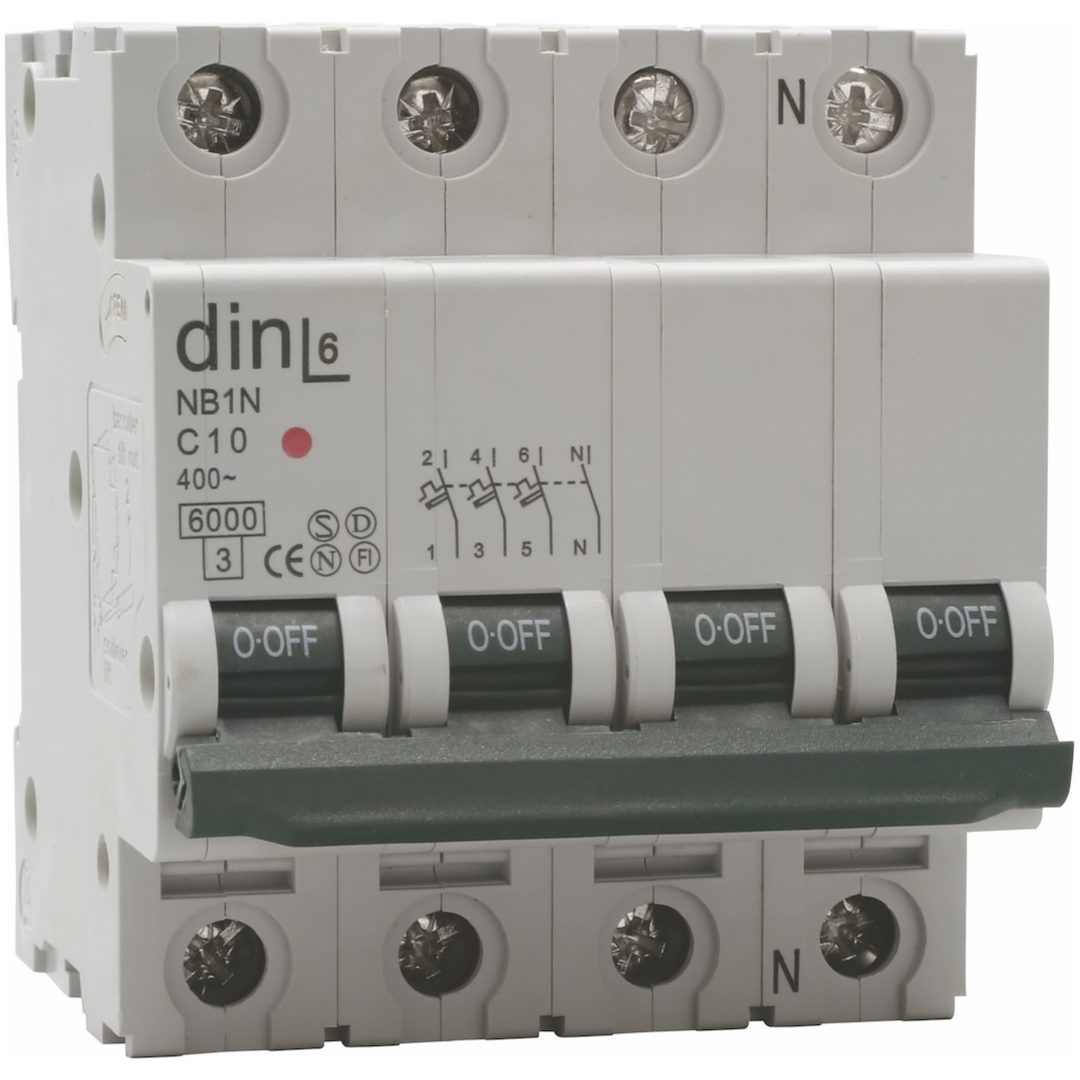 Automatsäkring, Din Line, 10A, 3P+N, C-Typ MALMBERGS