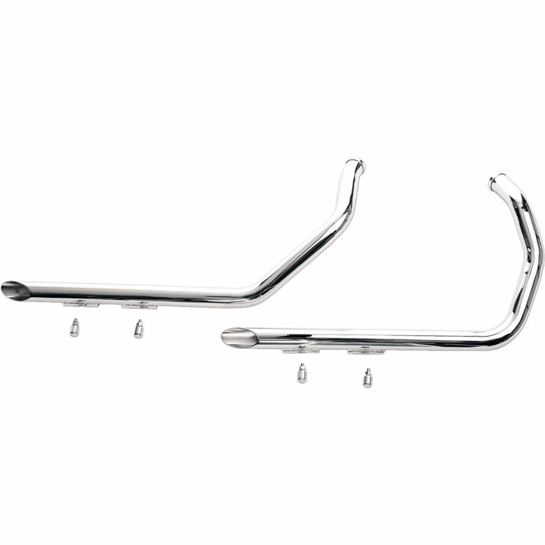 Avgassystem Dual Slash-cut Drag Pipes Krom Stål PAUGHCO EXHAUST 40 SLASH 07-13XL