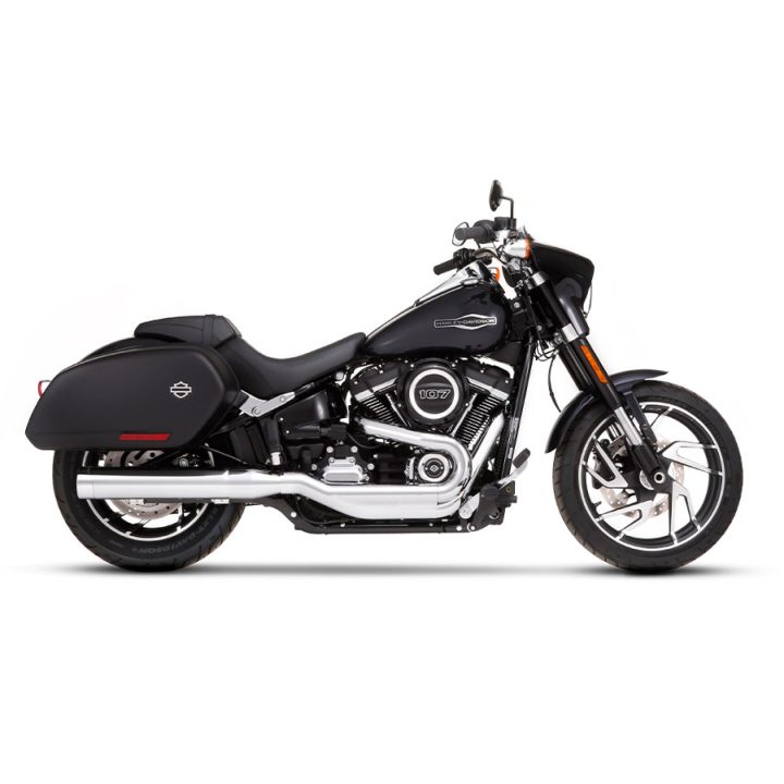Avgassystem Slip-on 4" Softail Sport Glide Krom/Svart Rostfritt Stål RINEHART RACING Ljuddämpare – bild 2