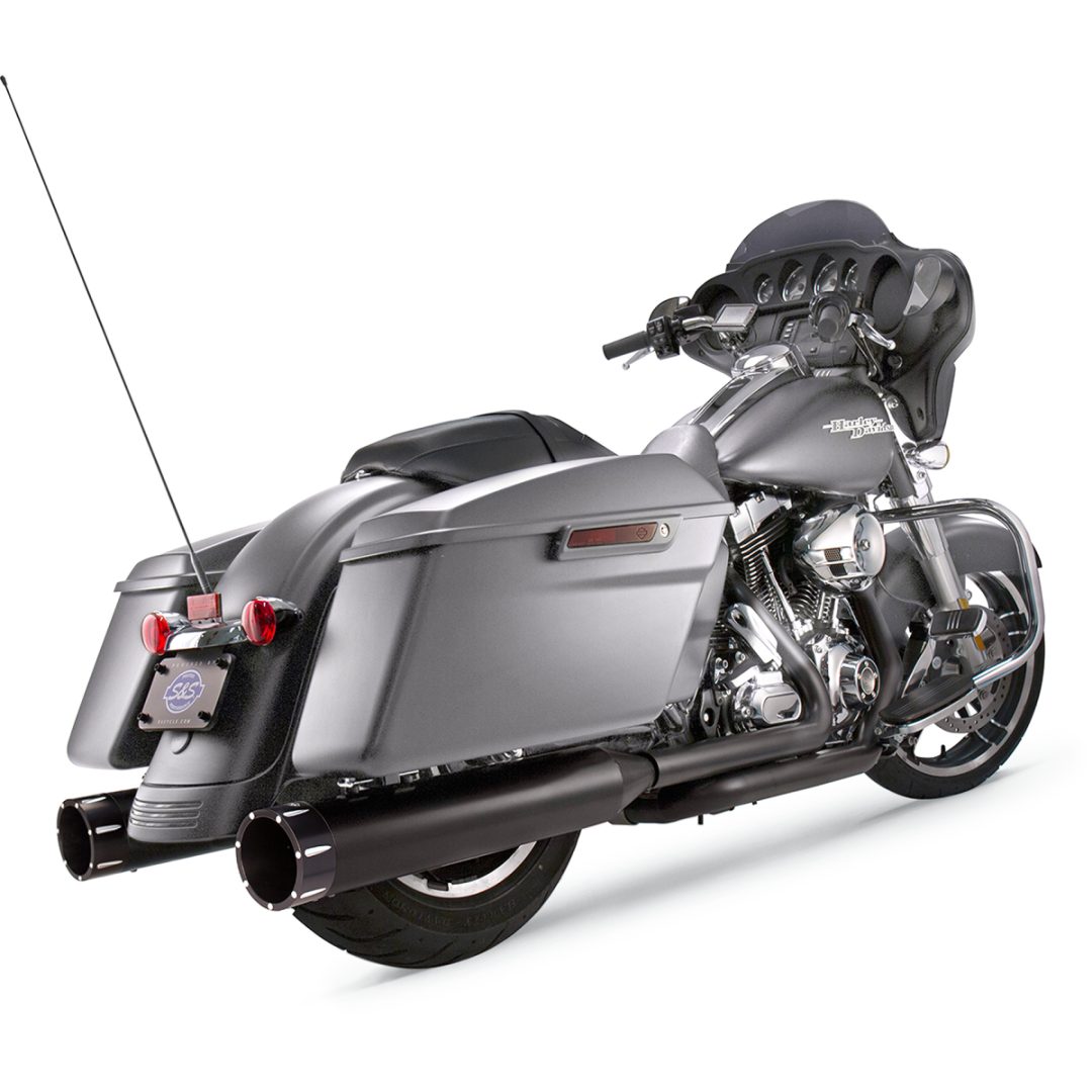 Avgassystem Slip-on Mk45 Ec Svart/Blå Rostfritt Stål S&S Cycle Ljuddämpare – bild 2