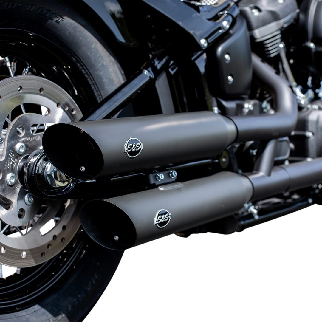 Avgassystem Slip-on Slash-cut Guardian Svart Keramisk S&S Cycle Ljuddämpare – bild 2