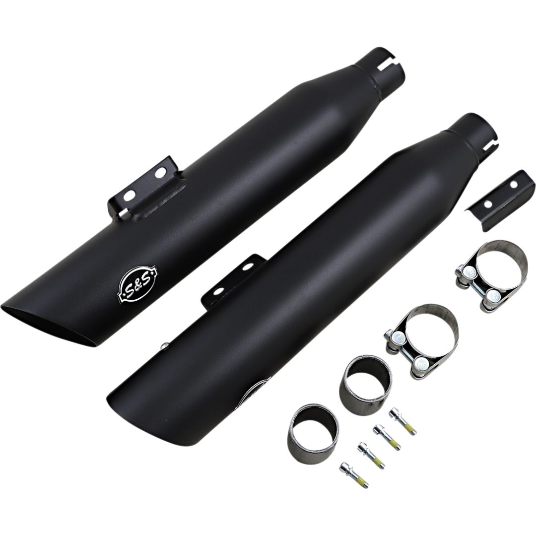 Avgassystem Slip-on Slash-cut Guardian Svart Keramisk S&S Cycle Ljuddämpare