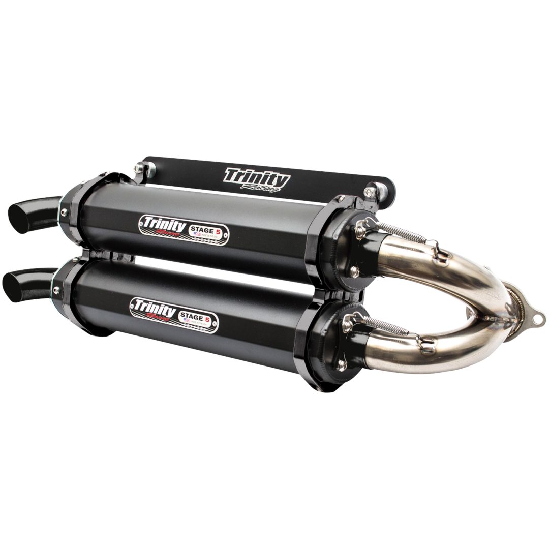 Avgassystem Stage 5 Slip-on Dual Svart/Grå Cerakote® TRINITY RACING Ljuddämpare – bild 2