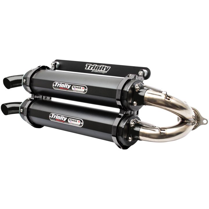 Avgassystem Stage 5 Slip-on Dual Svart/Grå Cerakote® TRINITY RACING Ljuddämpare – bild 2