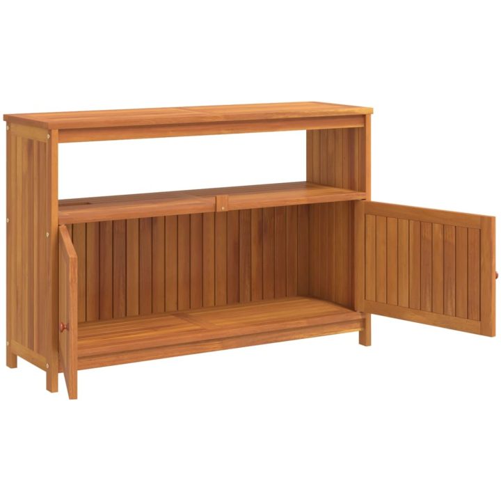 Avlastningsbord för trädgård massivt akaciaträ vidaXL 110 x 35 x 75 cm – bild 4