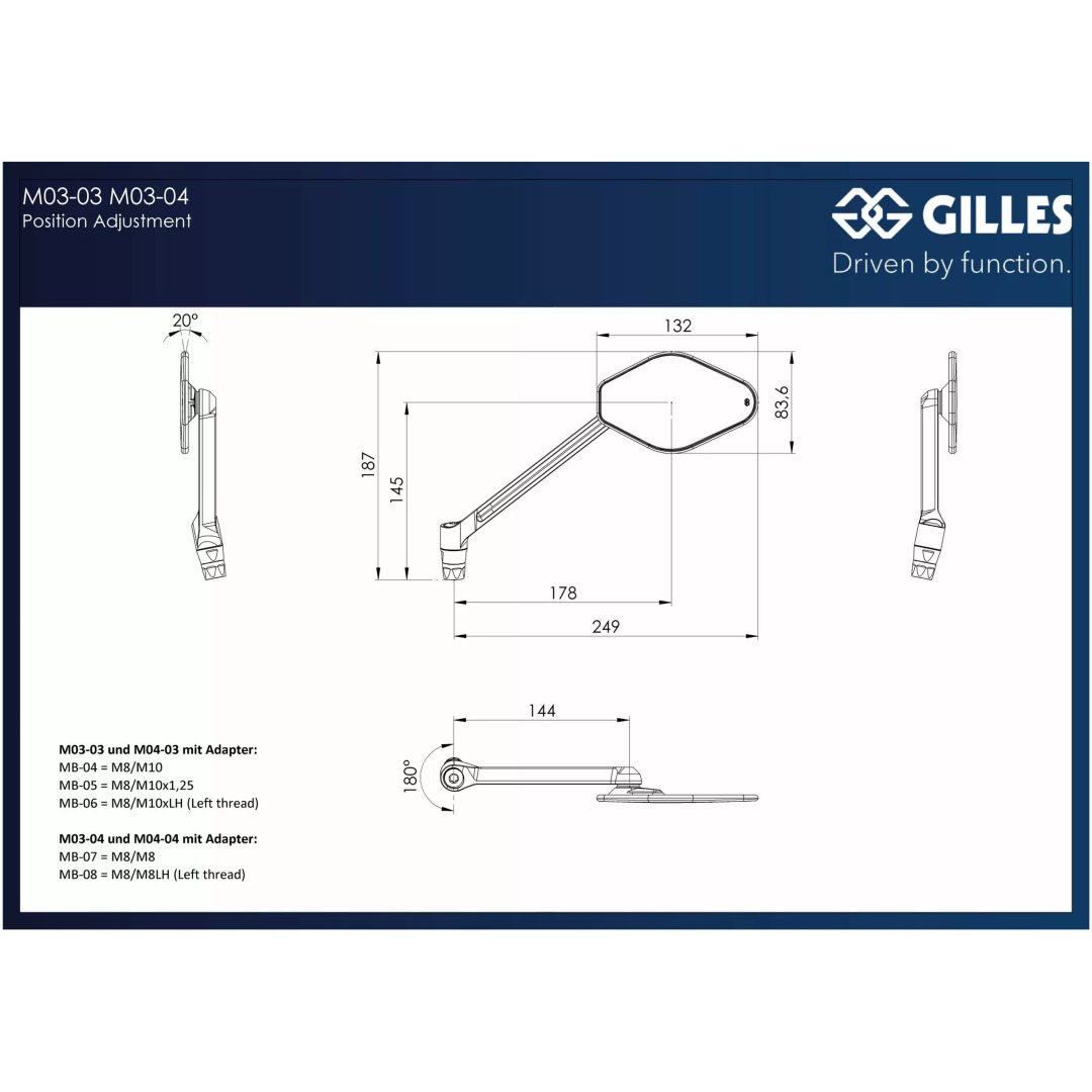 Backspegel Stratos Svart Aluminium GILLES TOOLING – bild 6