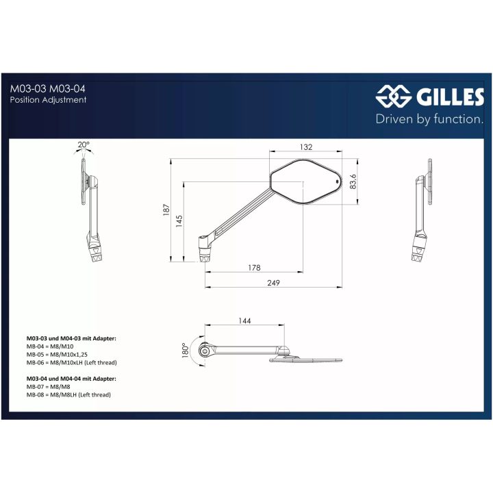 Backspegel Stratos Svart Aluminium GILLES TOOLING – bild 6