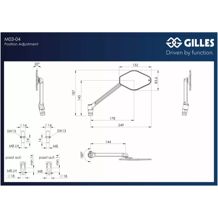 Backspegel Stratos Svart Aluminium GILLES TOOLING – bild 3