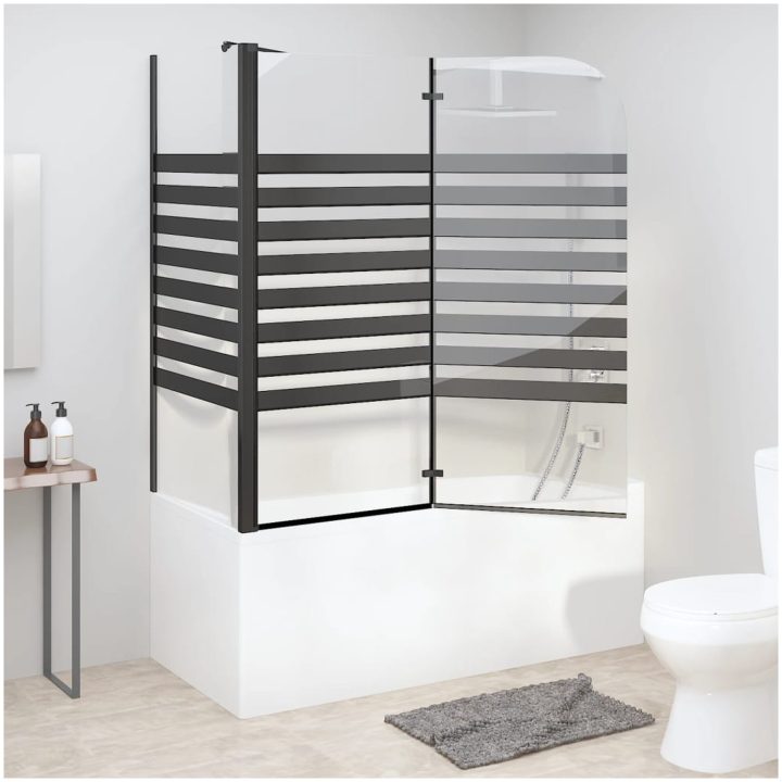 Badkarsvägg 120x68x130 cm härdat glas ränder vidaXL – bild 3
