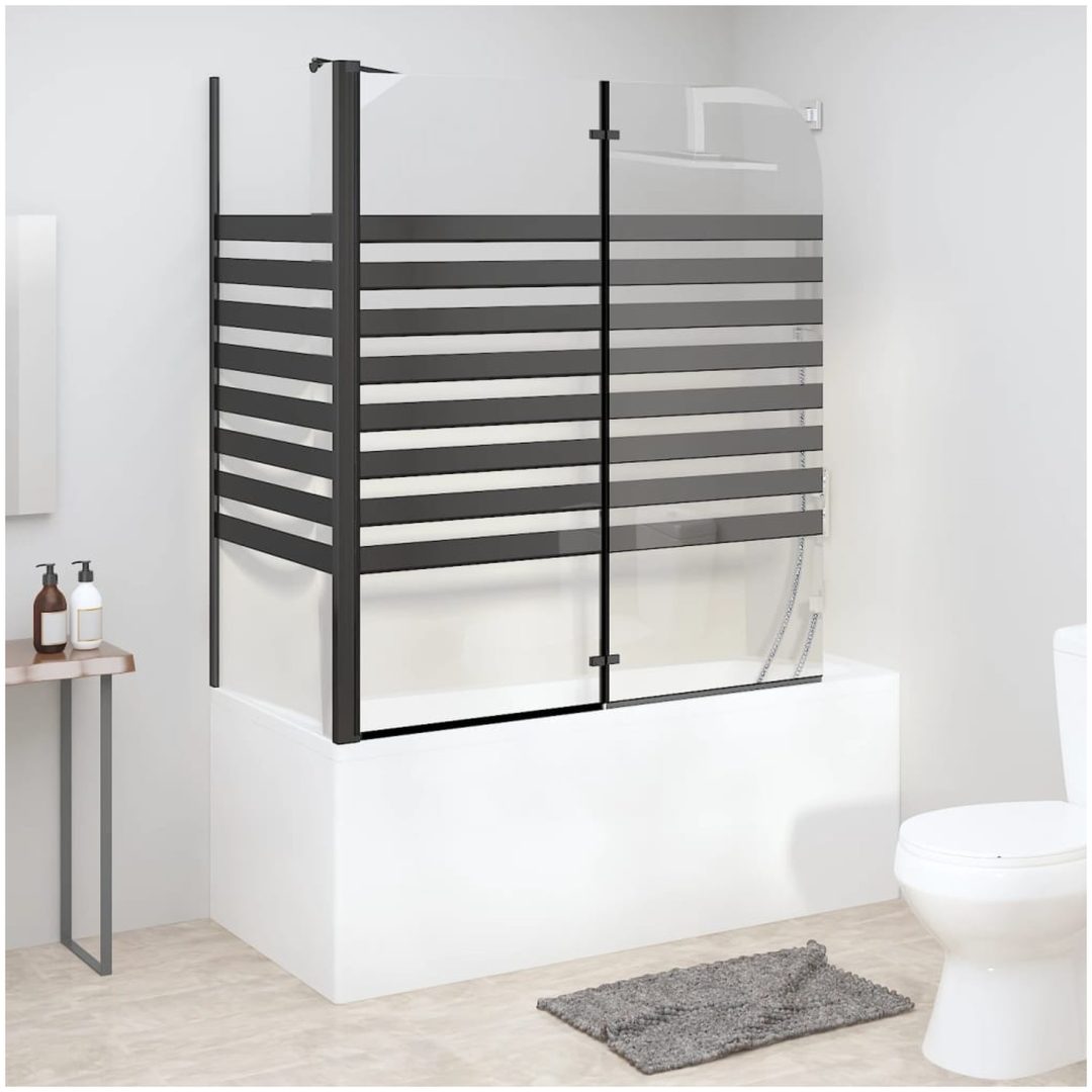 Badkarsvägg 120x68x130 cm härdat glas ränder vidaXL
