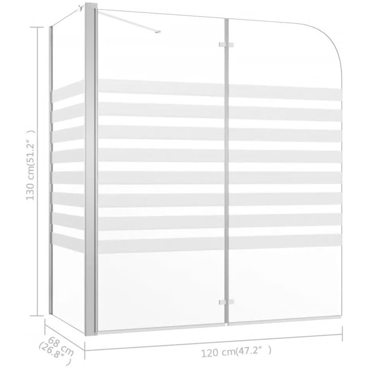Badkarsvägg 120x68x130 cm härdat glas randig vidaXL – bild 12