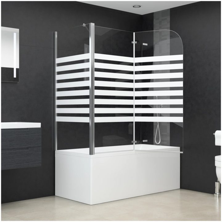 Badkarsvägg 120x68x130 cm härdat glas randig vidaXL – bild 6