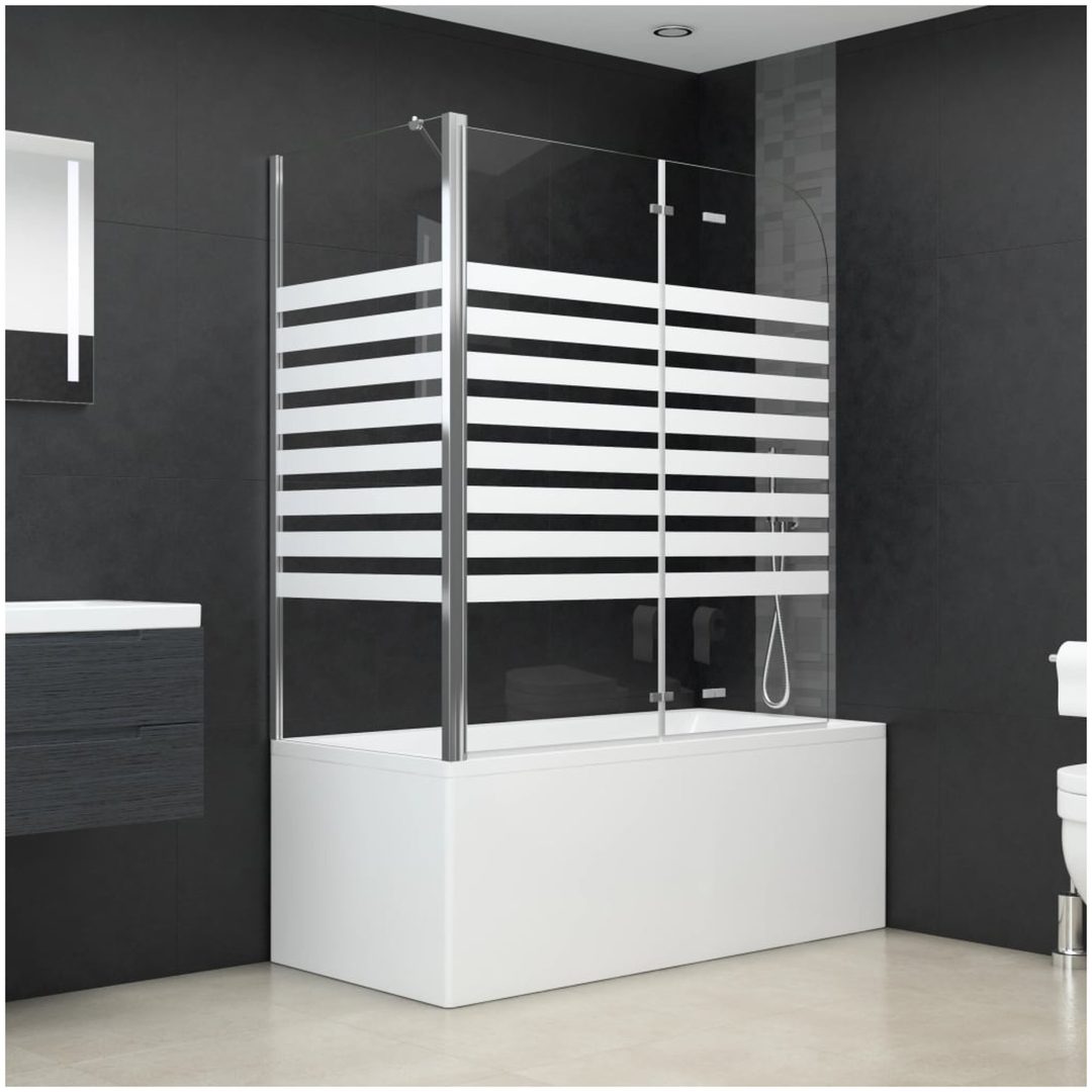 Badkarsvägg 120x68x130 cm härdat glas randig vidaXL