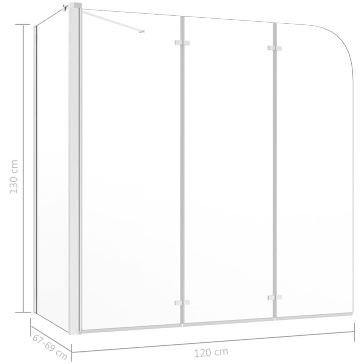 Badkarsvägg 120x69x130 cm härdat glas transparent vidaXL – bild 12