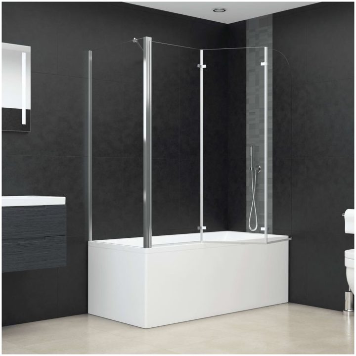 Badkarsvägg 120x69x130 cm härdat glas transparent vidaXL – bild 6