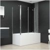 Badkarsvägg 120x69x130 cm härdat glas transparent vidaXL – miniatyr 1