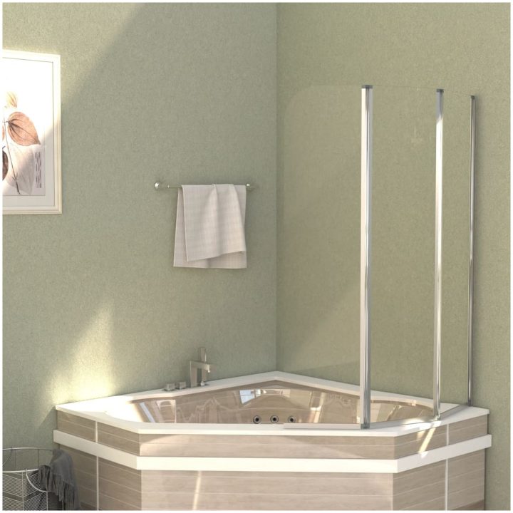 Badkarsvägg 2 st härdat glas transparent vidaXL 104 x 130 cm – bild 3
