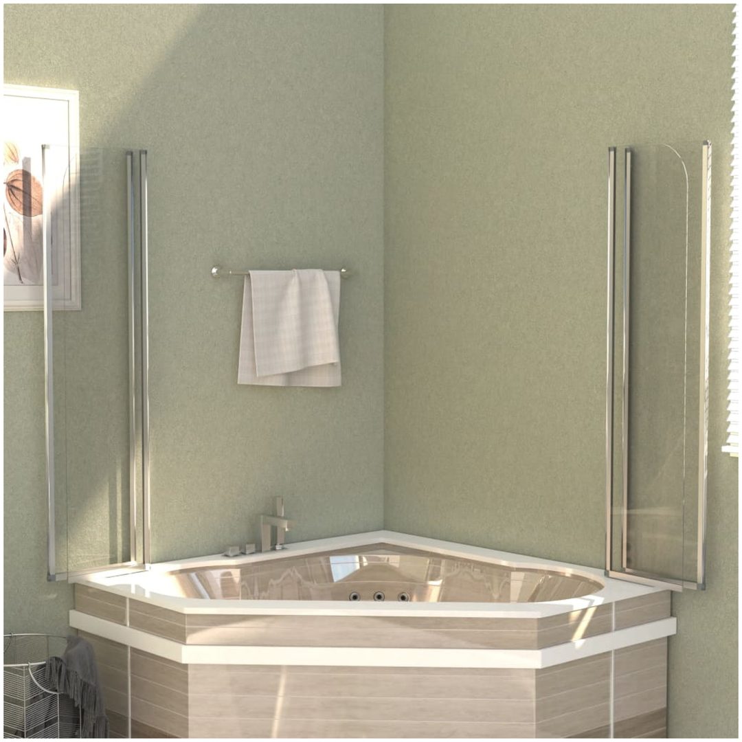 Badkarsvägg 2 st härdat glas transparent vidaXL 104 x 130 cm – bild 4