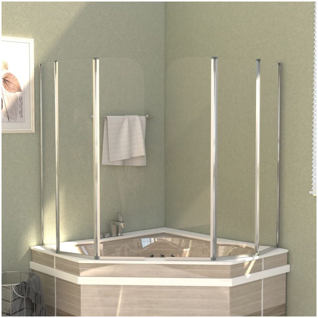 Badkarsvägg 2 st härdat glas transparent vidaXL 104 x 130 cm