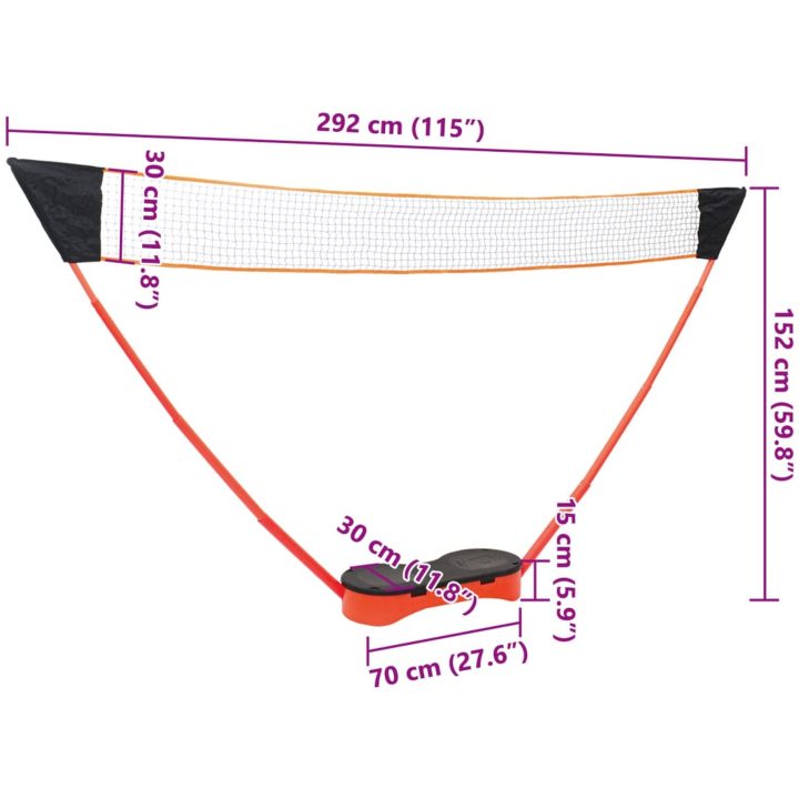 Badmintonset med 2 racketar, nät och förvaring 292x30x152 cm vidaXL – bild 8