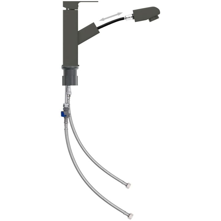 Badrumsblandare med utdragbar pip grå 157x172 mm vidaXL – bild 2